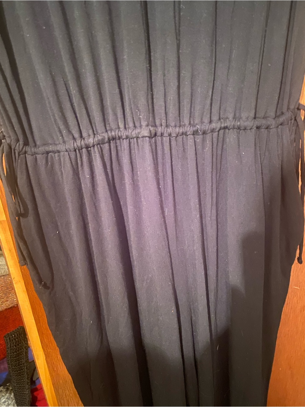 GAP Women’s Black V-Neck Jumpsuit | Drawstring Waist | 3/4 Sleeve - Picture 6 of 11